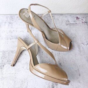 Adrianna Papell Nude Beige Patent Leather d'Orsay Heels Sandals size 9M